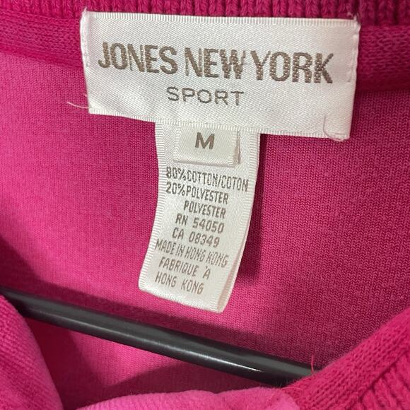 Vintage 90s Velour Polo Sweater Women M Hot Pink Y2K Preppy Retro Soft Cozy - Picture 4 of 9